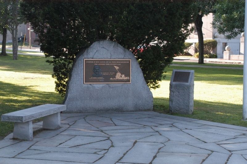 Manchester NH Iwo Jima/Rene Gagnon Memorial Marker. Click for full size. Manchester NH Iwo Jima/Rene Gagnon Memorial Marker image. Click for full size.