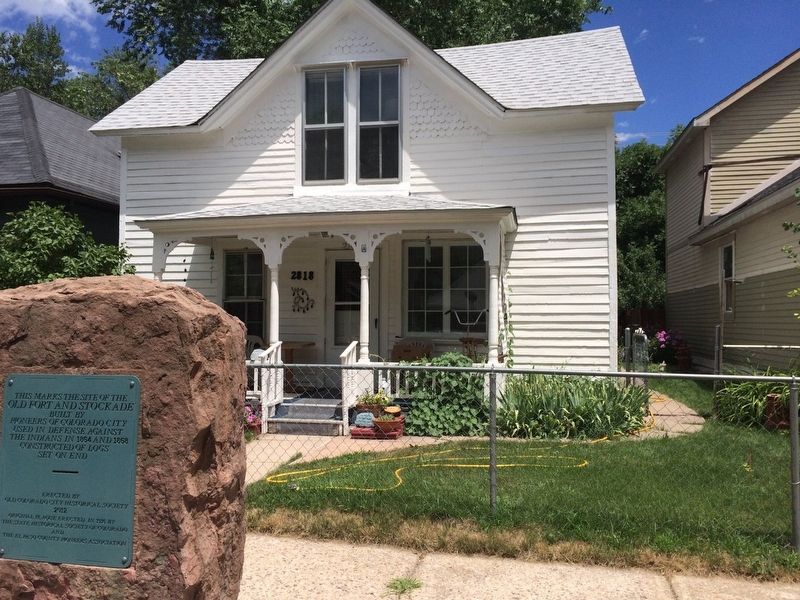 View of marker looking at house nearby. image. Click for full size.