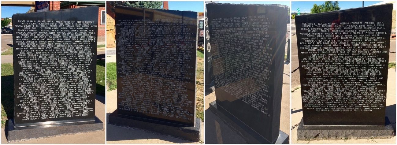 World War II Veterans Memorial names on 4 sides of 2 monoliths. image. Click for full size.