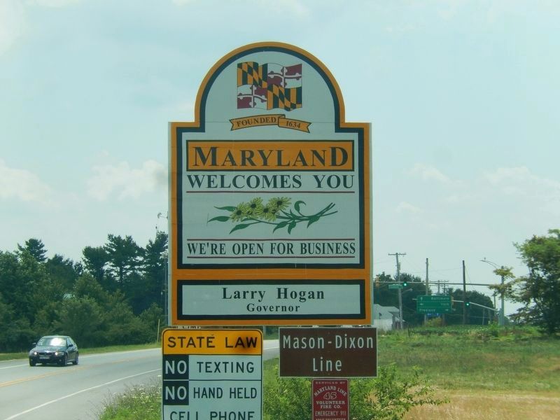 Mason and Dixon Line Marker-Maryland Welcomes You image. Click for full size.