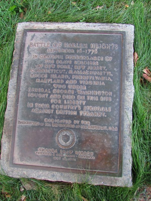 Battle of Harlem Heights Marker. Click for full size. Battle of Harlem Heights Marker image. Click for full size.