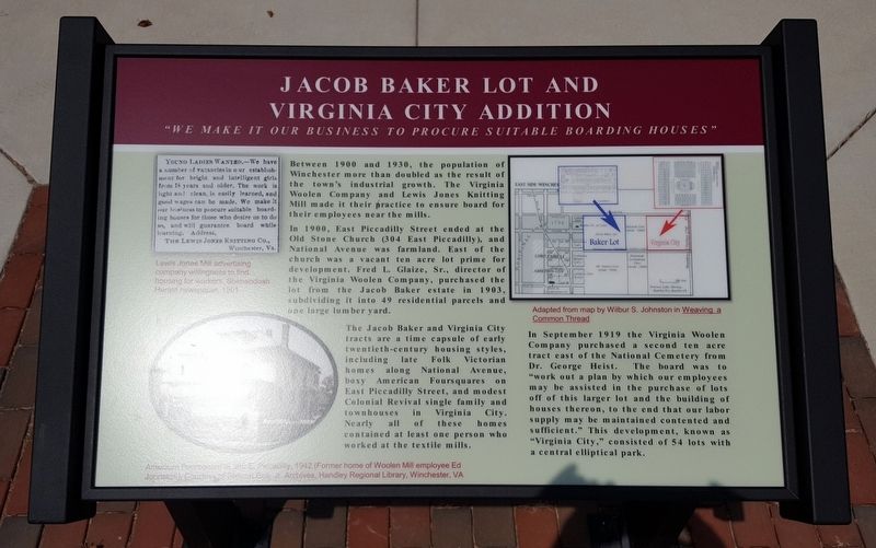 Jacob Baker Lot And Virginia City Addition Marker image. Click for full size.