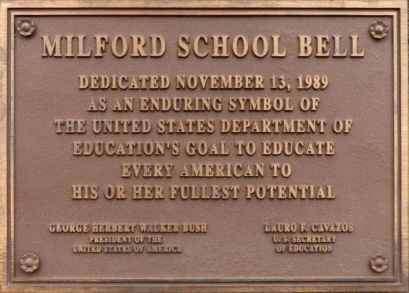 Milford School Bell Marker. Click for full size. Milford School Bell Marker image. Click for full size.