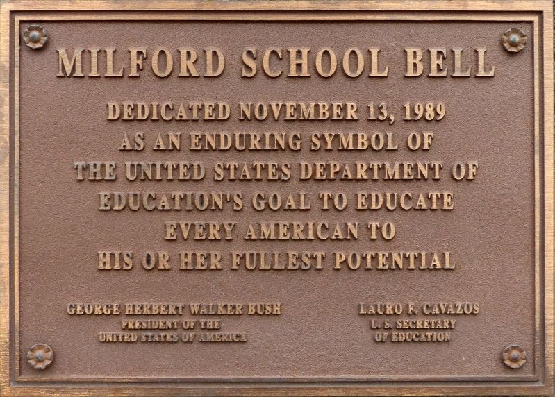 Milford School Bell Marker image. Click for full size.