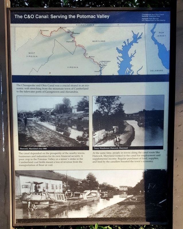 The C&O Canal: Serving the Potomac Valley Marker. Click for full size. The C&O Canal: Serving the Potomac Valley Marker image. Click for full size.