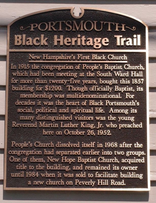 New Hampshire's First Black Church Marker image. Click for full size.