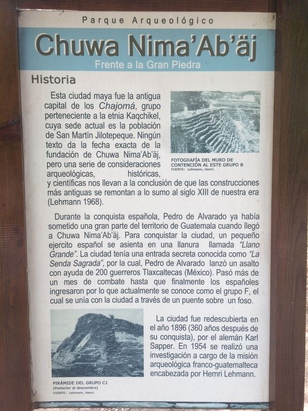 Archaeological Park Chuwa Nima’ Ab’aj Marker image. Click for full size.