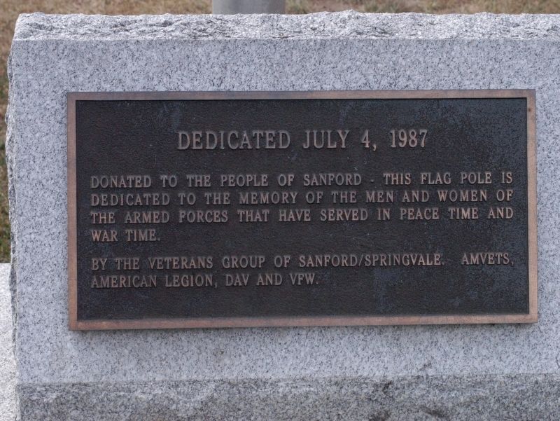 Sanford Maine War Memorial Flagpole Marker image. Click for full size.