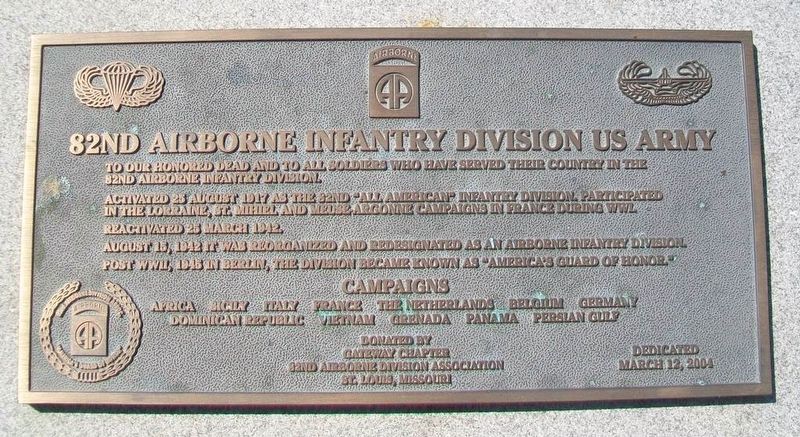 82nd Airborne Infantry Division US Army Marker image. Click for full size.