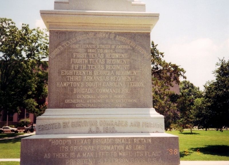 Hood�s Texas Brigade Monument Marker image. Click for full size.