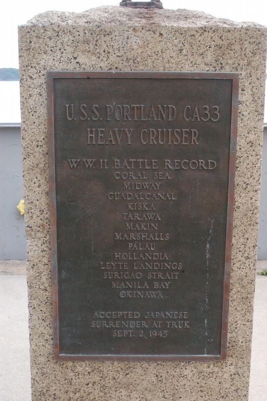 Portland Maine Fort Allen Park USS Portland Memorial Marker image. Click for full size.