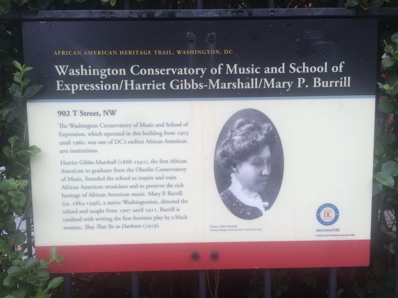 Washington Conservatory of Music and School of Expression Marker. Click for full size. Washington Conservatory of Music and School of Expression Marker image. Click for full size.