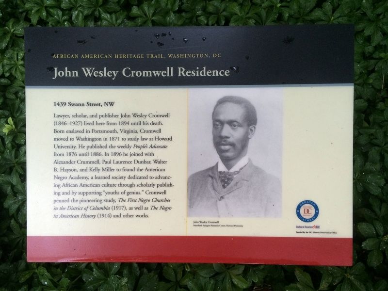 John Wesley Cromwell Residence Marker image. Click for full size.
