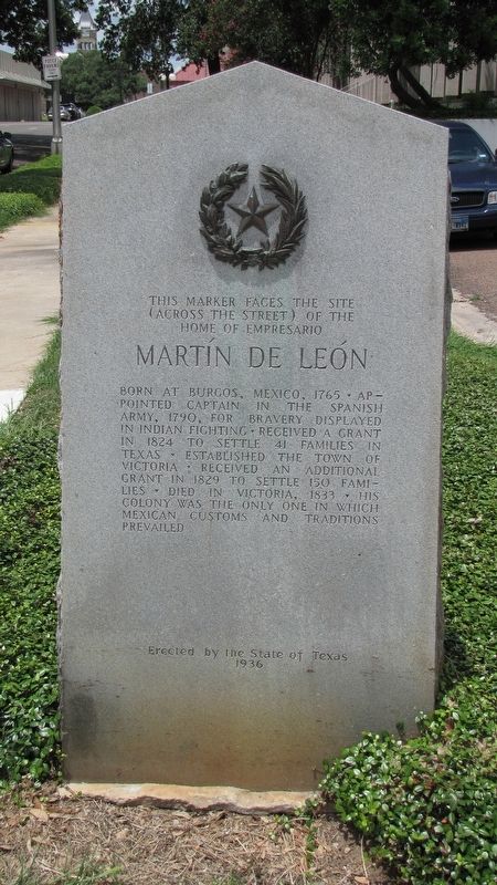 Home of Empresario Martin De Leon Texas Historical Marker image. Click for full size.