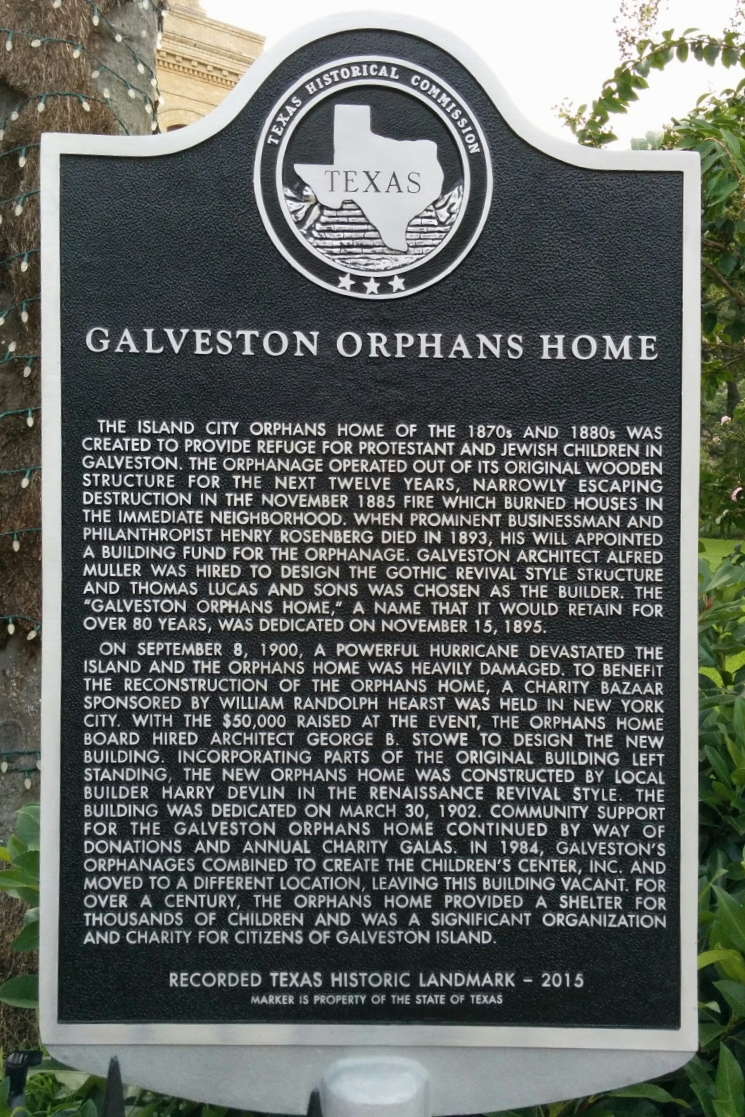 Galveston Orphans Home Marker