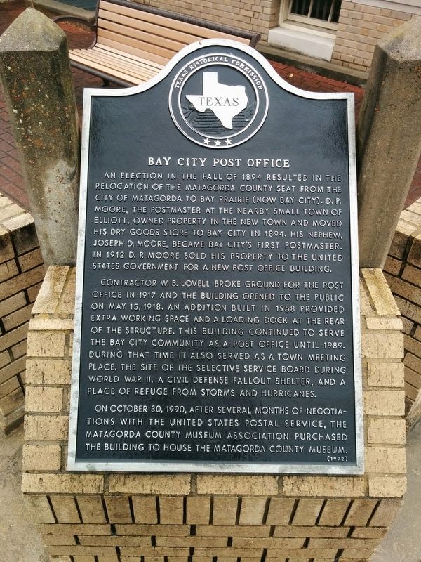 Bay City Post Office Marker. Click for full size. Bay City Post Office Marker image. Click for full size.