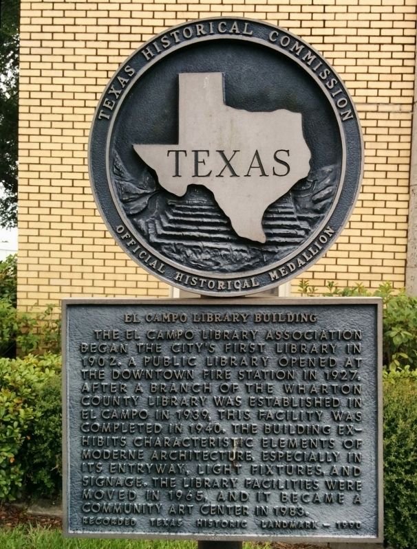 El Campo Library Building Marker image. Click for full size.
