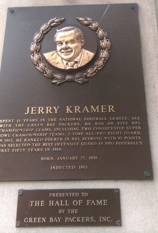 Jerry Kramer Marker. Click for full size. Jerry Kramer Marker image. Click for full size.