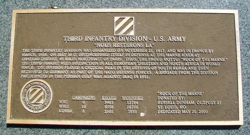 Third Infantry Division - U.S. Army Monument. Click for full size. Third Infantry Division - U.S. Army Monument image. Click for full size.