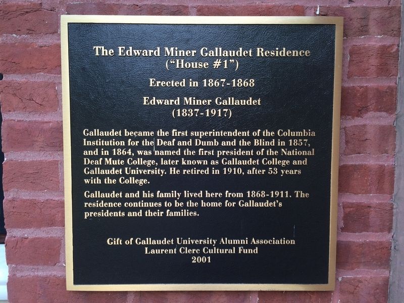 The Edward Miner Gallaudet Residence Marker image. Click for full size.