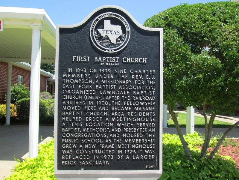 First Baptist Church of Mabank Marker image. Click for full size.