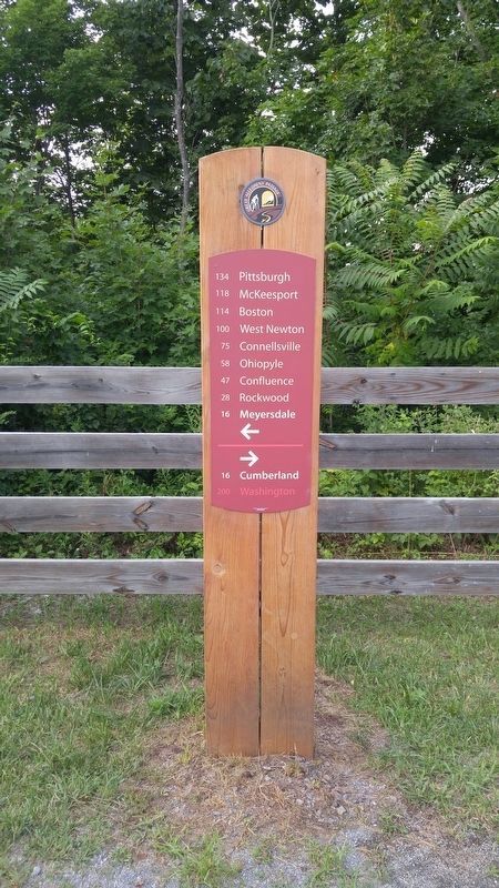 Signpost for the Great Allegheny Passage. Click for full size. Signpost for the Great Allegheny Passage image. Click for full size.