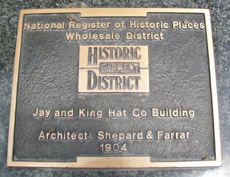Jay and King Hat Co Building Marker image. Click for full size.