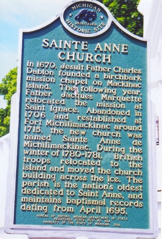 Sainte Anne Church Marker. Click for full size. Sainte Anne Church Marker image. Click for full size.
