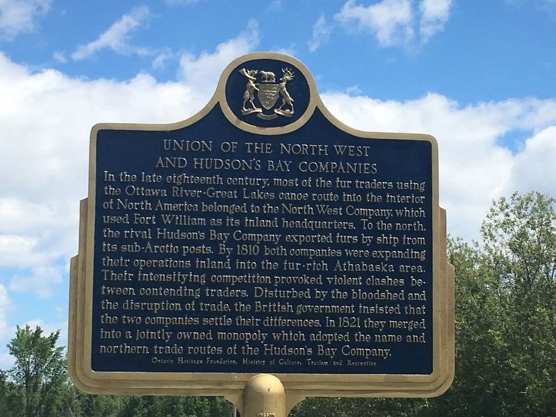 Union of the North West and Hudson's Bay Companies Marker. Click for full size. Union of the North West and Hudson's Bay Companies Marker image. Click for full size.