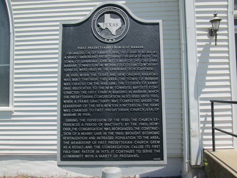 First Presbyterian Church of Mabank Marker image. Click for full size.
