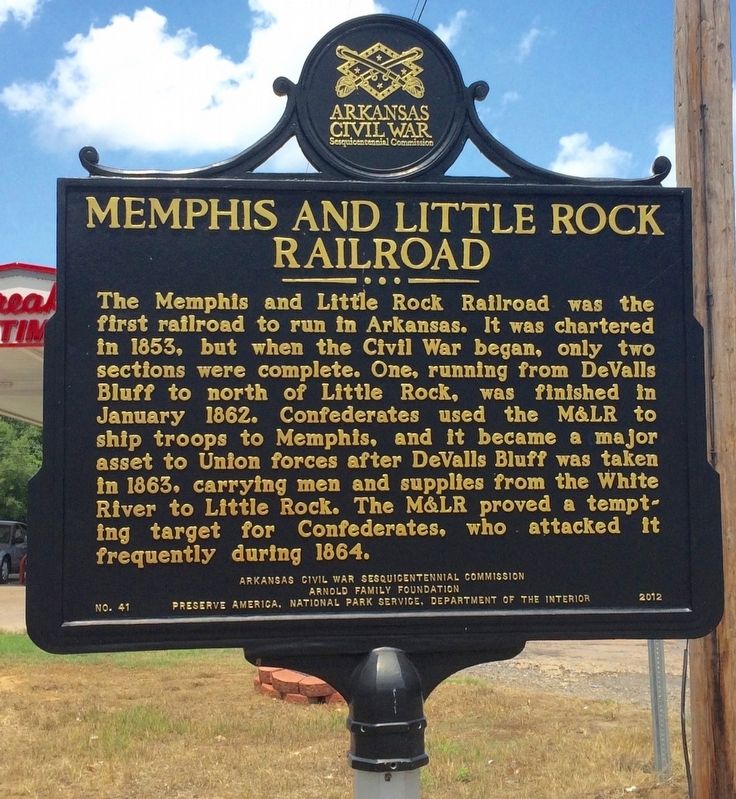 Memphis and Little Rock Railroad Marker image. Click for full size.