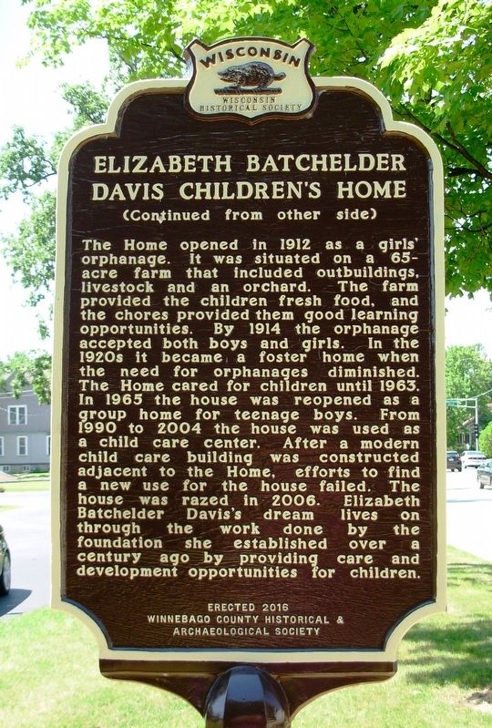 Elizabeth Batchelder Davis Children’s Home Marker image. Click for full size.