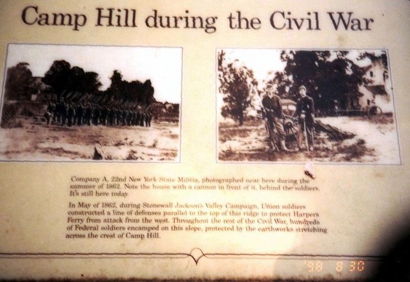 Camp Hill during the Civil War Marker image. Click for full size.
