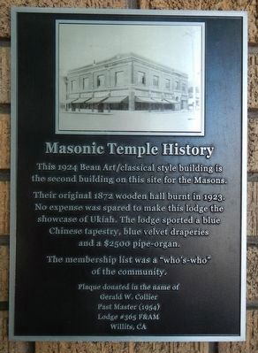 Masonic Temple History Marker image. Click for full size.