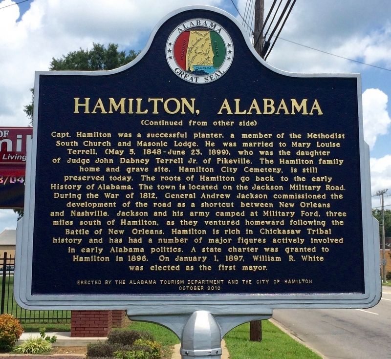 Hamilton, Alabama Marker (Side 2) image. Click for full size.