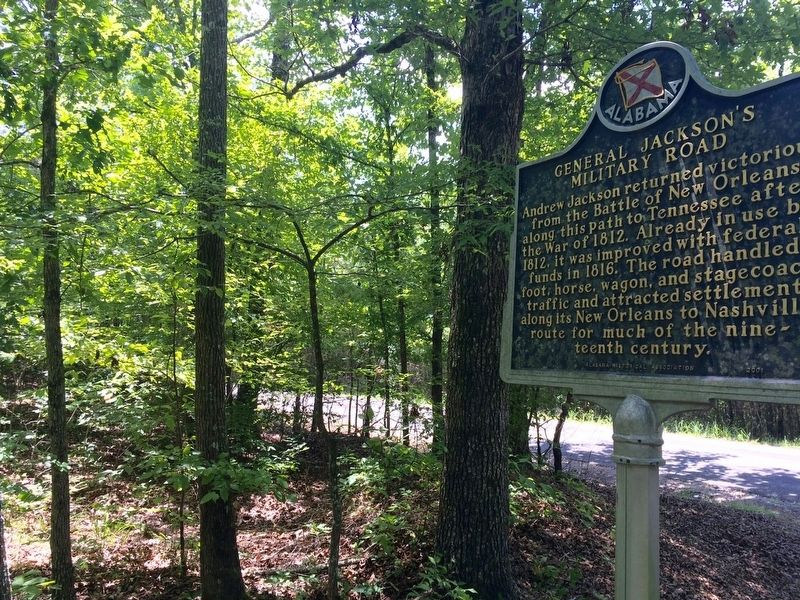 Marker looking towards location of old military road. image. Click for full size.
