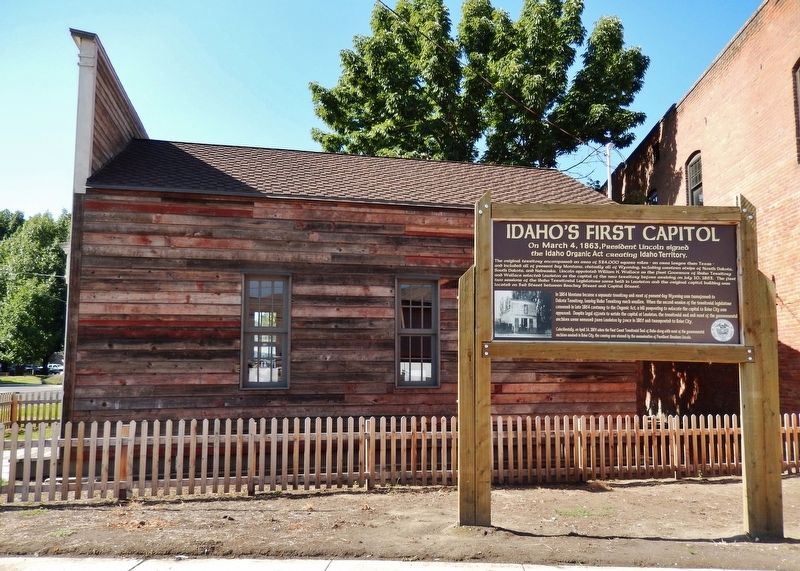 Idaho's First Capitol Marker (<i>wide view</i>). Click for full size. Idaho's First Capitol Marker (<i>wide view</i>) image. Click for full size.