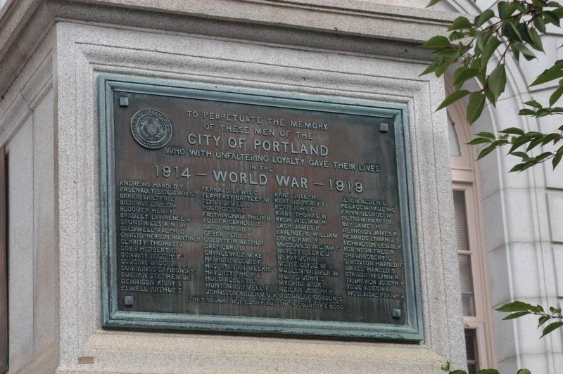 Portland Maine World War I Marker. Click for full size. Portland Maine World War I Marker image. Click for full size.