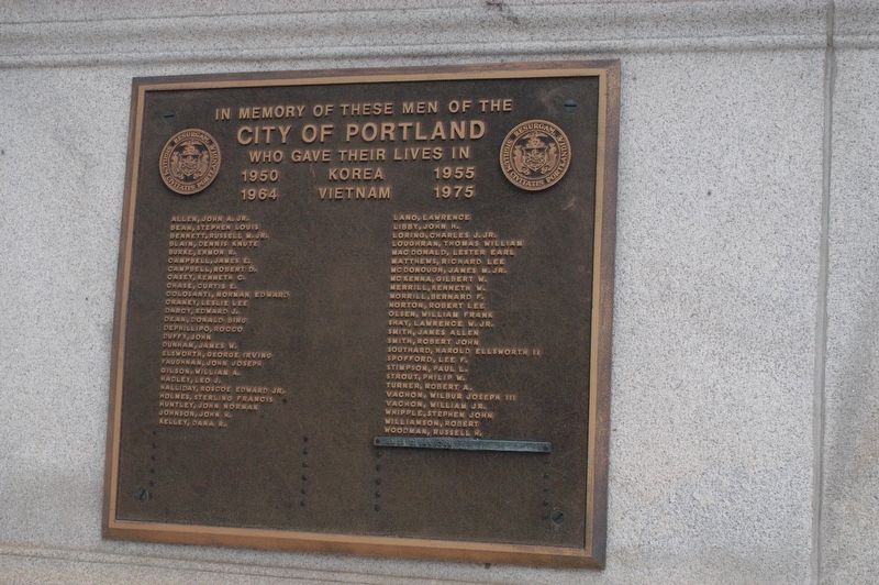 Portland Maine Korea and Vietnam Memorial Marker. Click for full size. Portland Maine Korea and Vietnam Memorial Marker image. Click for full size.