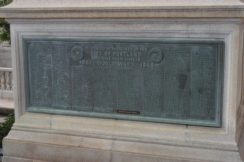 Portland Maine World War II Memorial Marker. Click for full size. Portland Maine World War II Memorial Marker image. Click for full size.