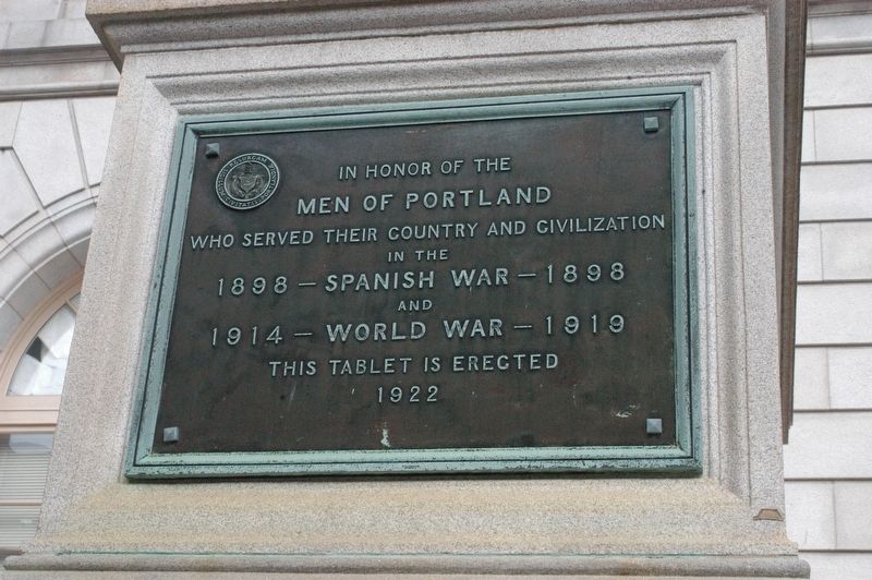 Portland Maine Spanish War Memorial Marker. Click for full size. Portland Maine Spanish War Memorial Marker image. Click for full size.