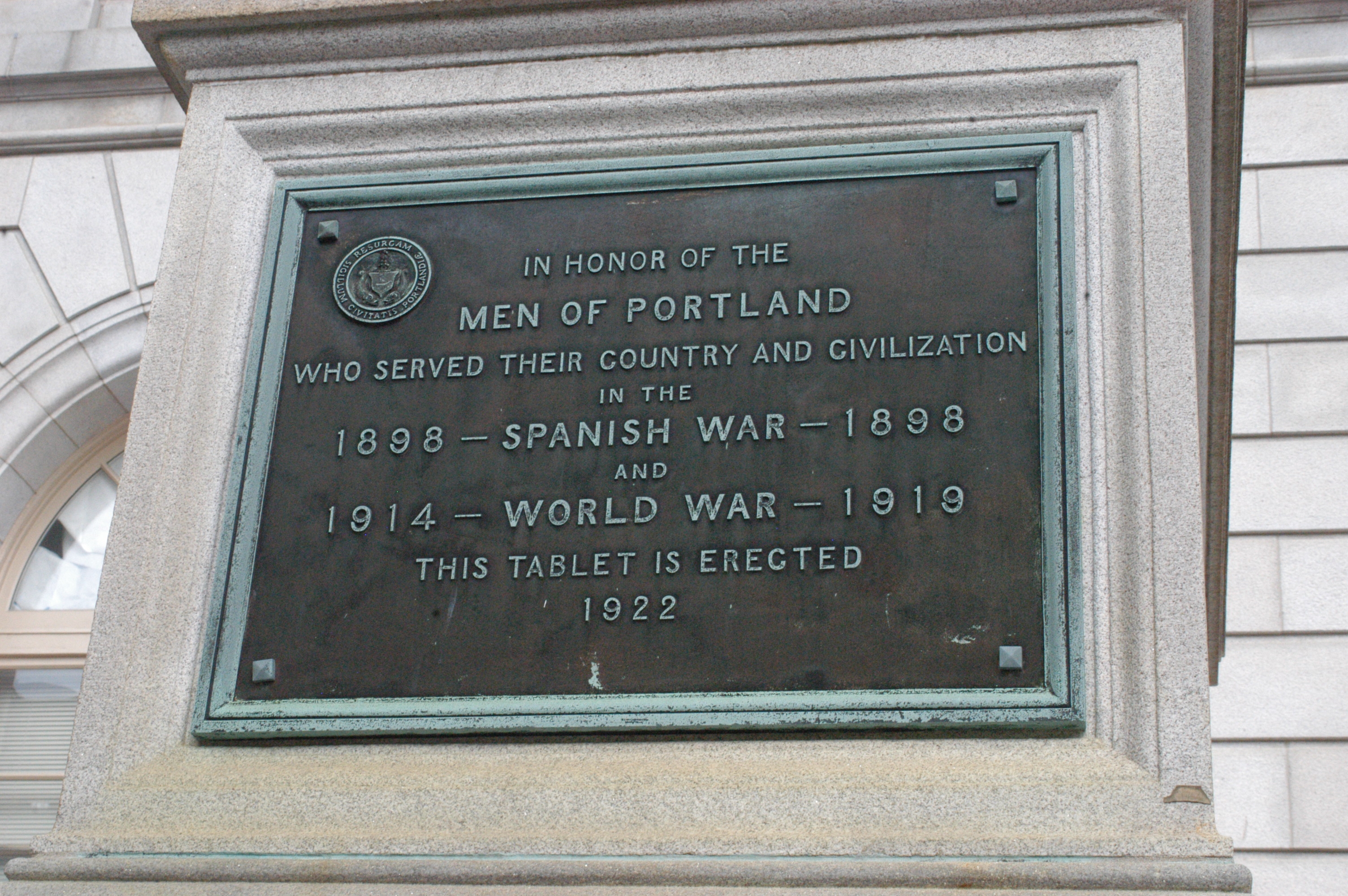 Portland Maine Spanish War Memorial Marker