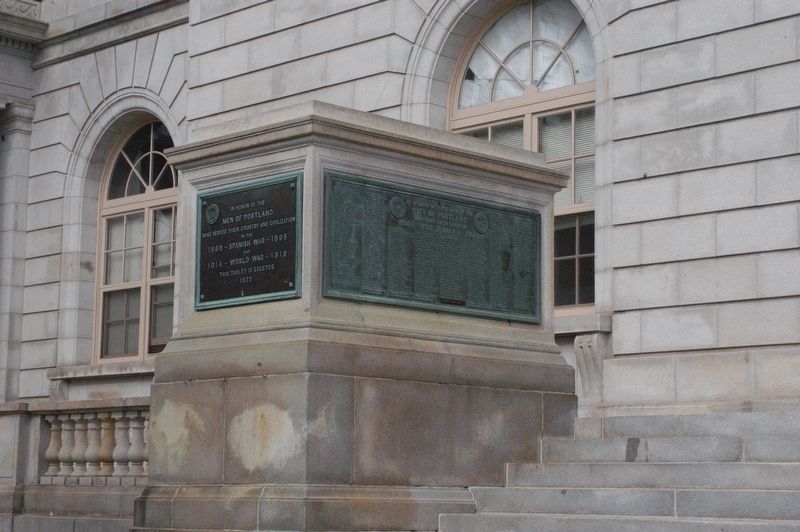 Portland Maine Spanish War/World War I Memorial Marker. Click for full size. Portland Maine Spanish War/World War I Memorial Marker image. Click for full size.