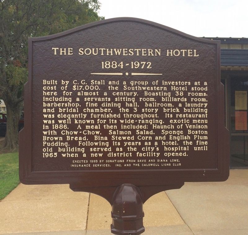 The Southwestern Hotel Marker. Click for full size. The Southwestern Hotel Marker image. Click for full size.