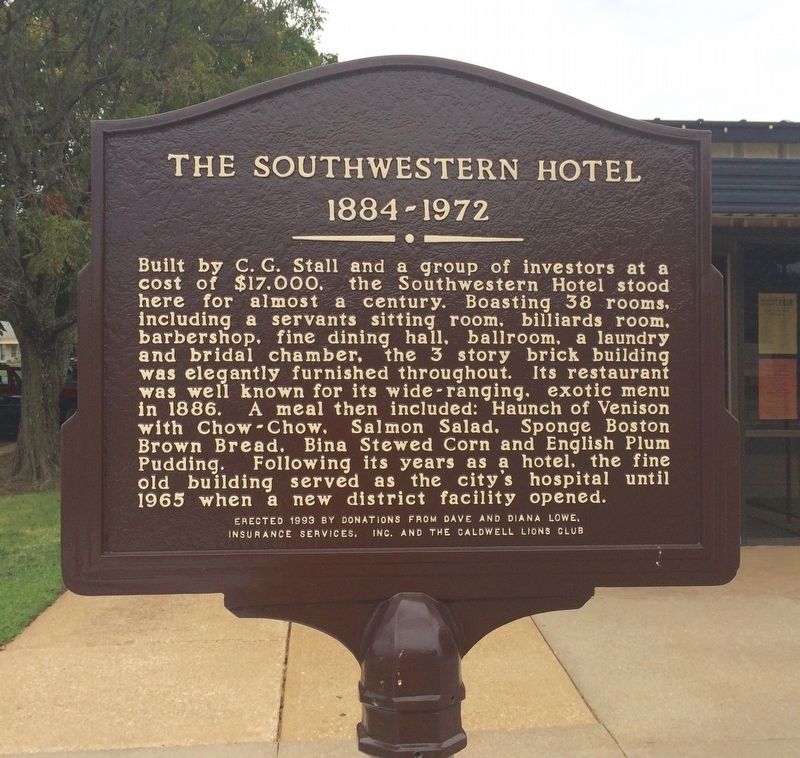 The Southwestern Hotel Marker image. Click for full size.