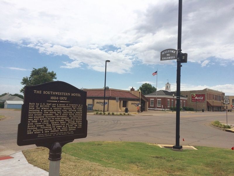 View of marker at intersection of North Main Street & Avenue A.. Click for full size. View of marker at intersection of North Main Street & Avenue A. image. Click for full size.