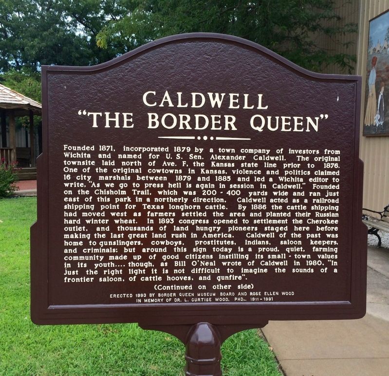 Caldwell "The Border Queen" Marker image. Click for full size.