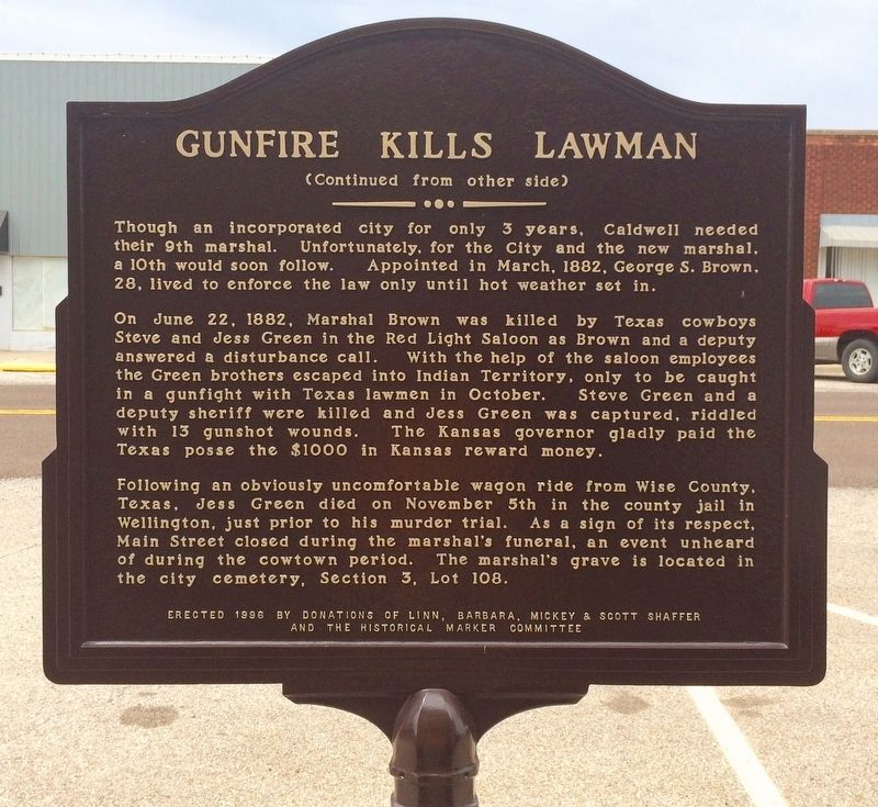 Gunfire Kills Lawman Marker image. Click for full size.