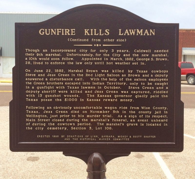 Gunfire Kills Lawman Marker. Click for full size. Gunfire Kills Lawman Marker image. Click for full size.