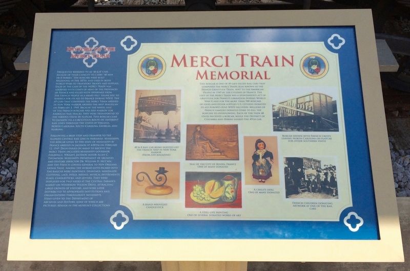 Merci Train Memorial Interpretive Marker. Click for full size. Merci Train Memorial Interpretive Marker image. Click for full size.